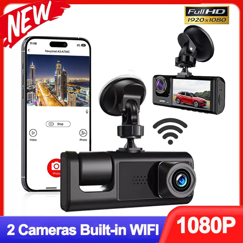 1080P Автомобильный Видеорегистратор WIFI Dash Cam для Автомобилей Камера для Автомобильного Регистратора Видео Передняя Внутренняя Камера Dashcam Black Box Автомобильные Аксессуары Изображение 0