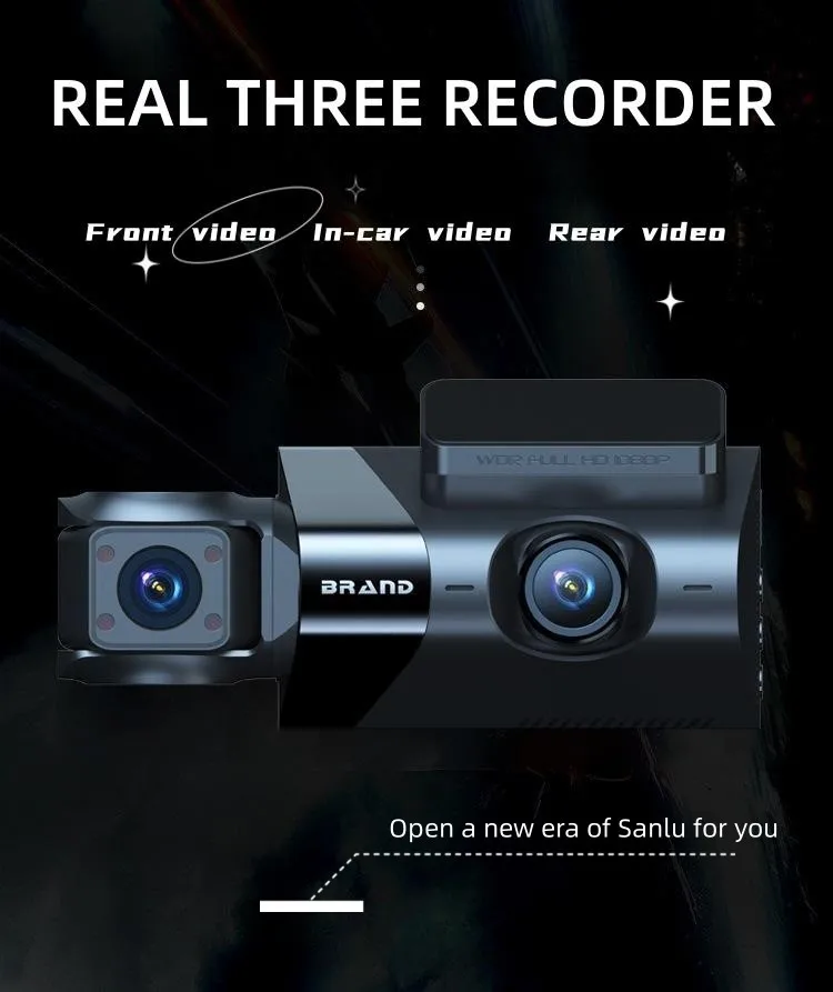 3-Канальный Автомобильный Видеорегистратор HD 1440P с 3 Объективами Внутри автомобиля Dash CamThree Way Camera DVRs Recorder Видеорегистратор Dashcam Camcorder Изображение 5