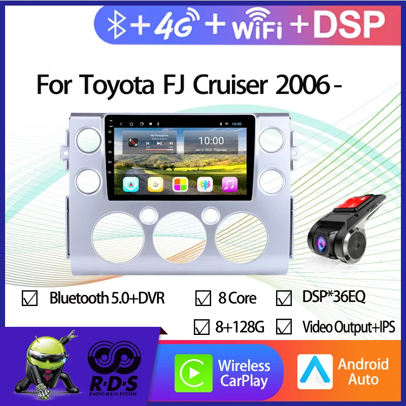 4G + 64G Android 11 Автомобильная GPS-Навигация Для Toyota FJ Cruiser 2006- Авторадио Стерео Мультимедийный Плеер С Wifi 4G AHD CARPLAY Изображение 0