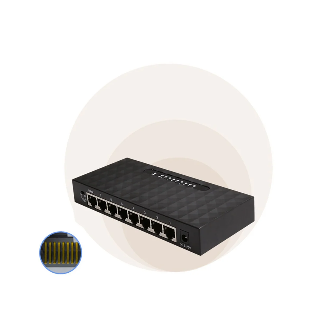 8-портовый Гигабитный коммутатор Ethernet Smart Switcher, высокопроизводительный сетевой коммутатор 1000 Мбит /с, Концентратор RJ45, Интернет-инжектор, Штепсельная вилка США Изображение 3