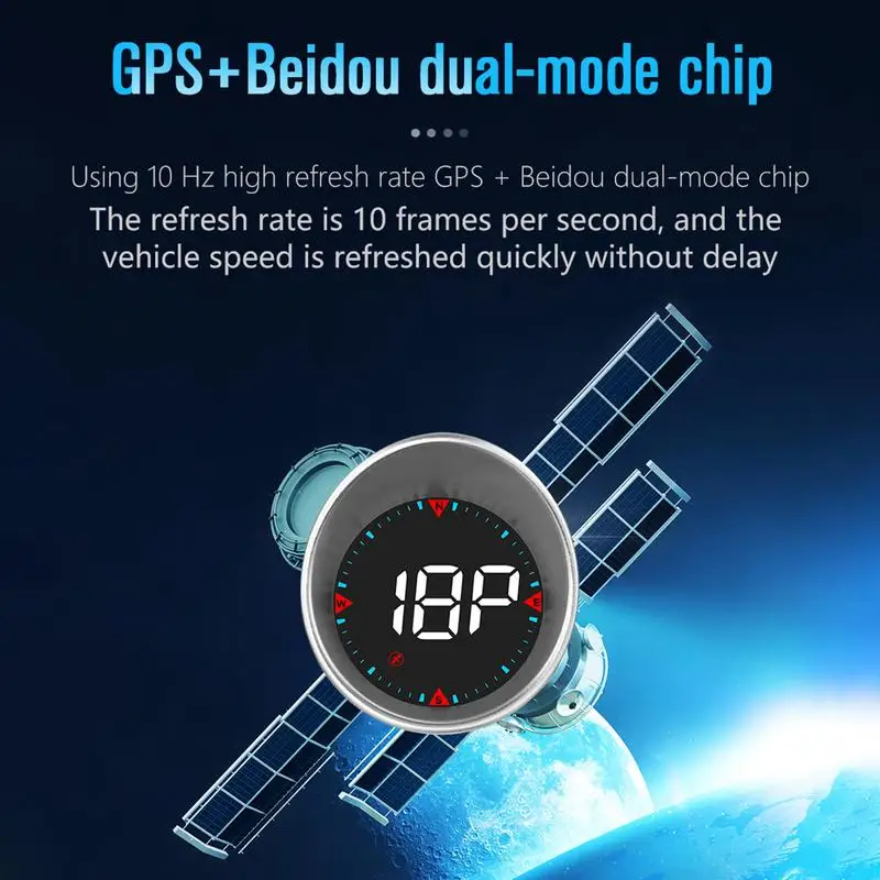 Hud-дисплей Статистика скорости Беспроводной дисплей спидометра автомобиля Измерение скорости по GPS Процесс посеребрения Подходит для грузовых автомобилей Изображение 3
