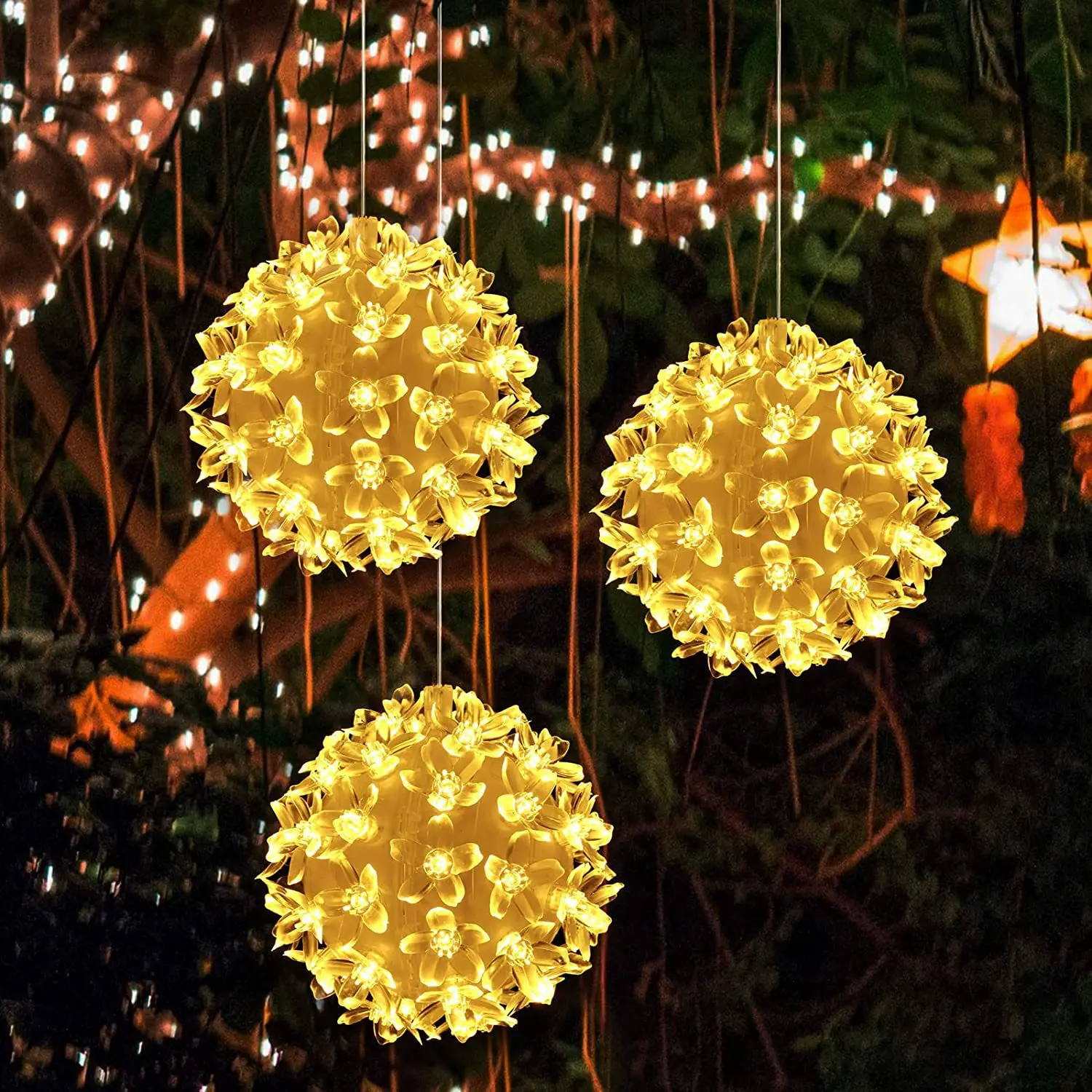 Диаметр 21 см 18 см 14 см LED Cherry Blossom Цветок Персика Шаровые Огни Лампа AC220V EU Plug Праздничная Рождественская Свадебная Вечеринка Струнные огни Изображение 0