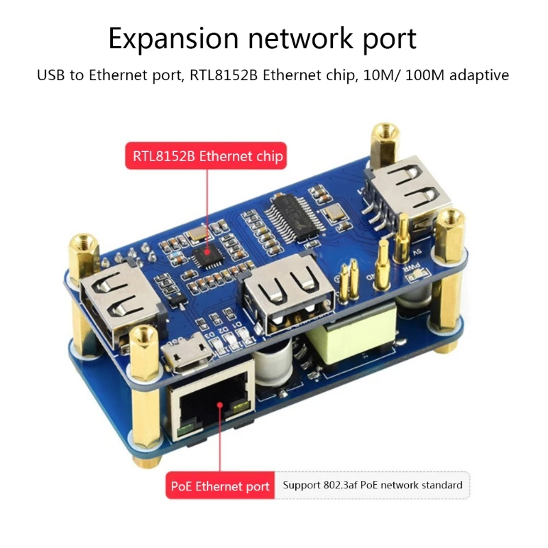 Модуль Raspberry PoE Power Over Ethernet 3xUSB Плата расширения концентратора N2UB Изображение 3