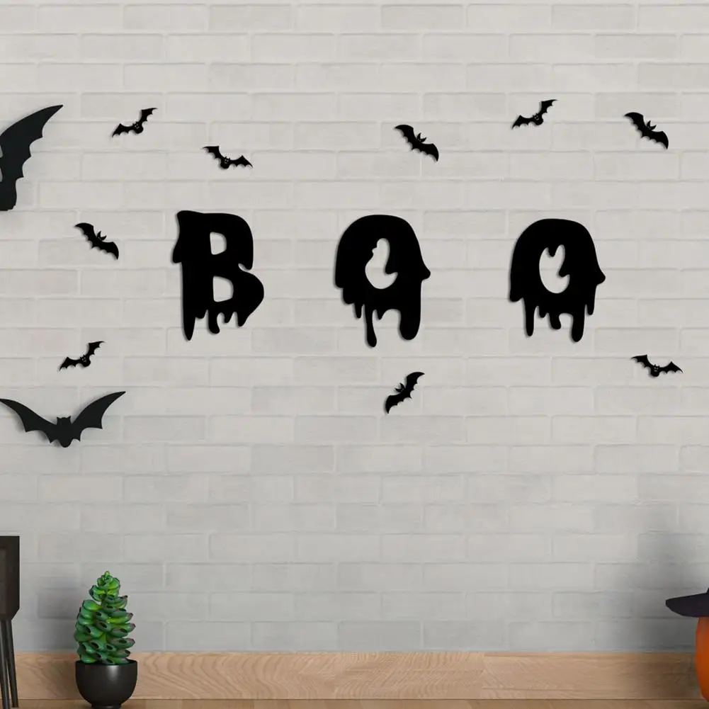 Наклейки на стену на Хэллоуин Наклейки на стену Украшения гаражных ворот на Хэллоуин Магнитные 3D наклейки с летучей мышью и пауком-призраком с привидениями для Изображение 2