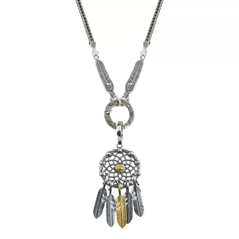 Настоящее женское мужское ожерелье из стерлингового серебра 925 пробы, подвеска с индийским пером, ювелирные изделия роскошного дизайна, Бесплатная Доставка, Новинка 2023 года, Оптовая продажа, P35 Изображение 4