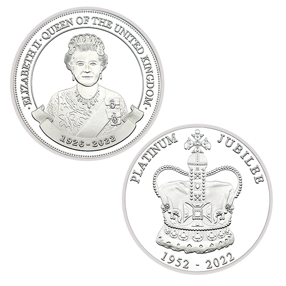 Памятная монета королевы Елизаветы II, подарок из коллекции металлических поделок с серебряным покрытием Изображение 1