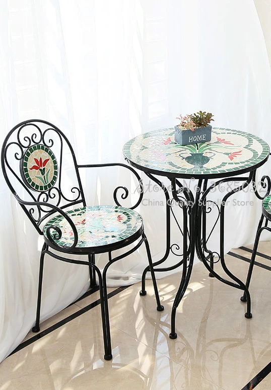 Садовая мебель из железа в стиле Ретро и роскошные садовые столы для террасы во дворе Изображение 0