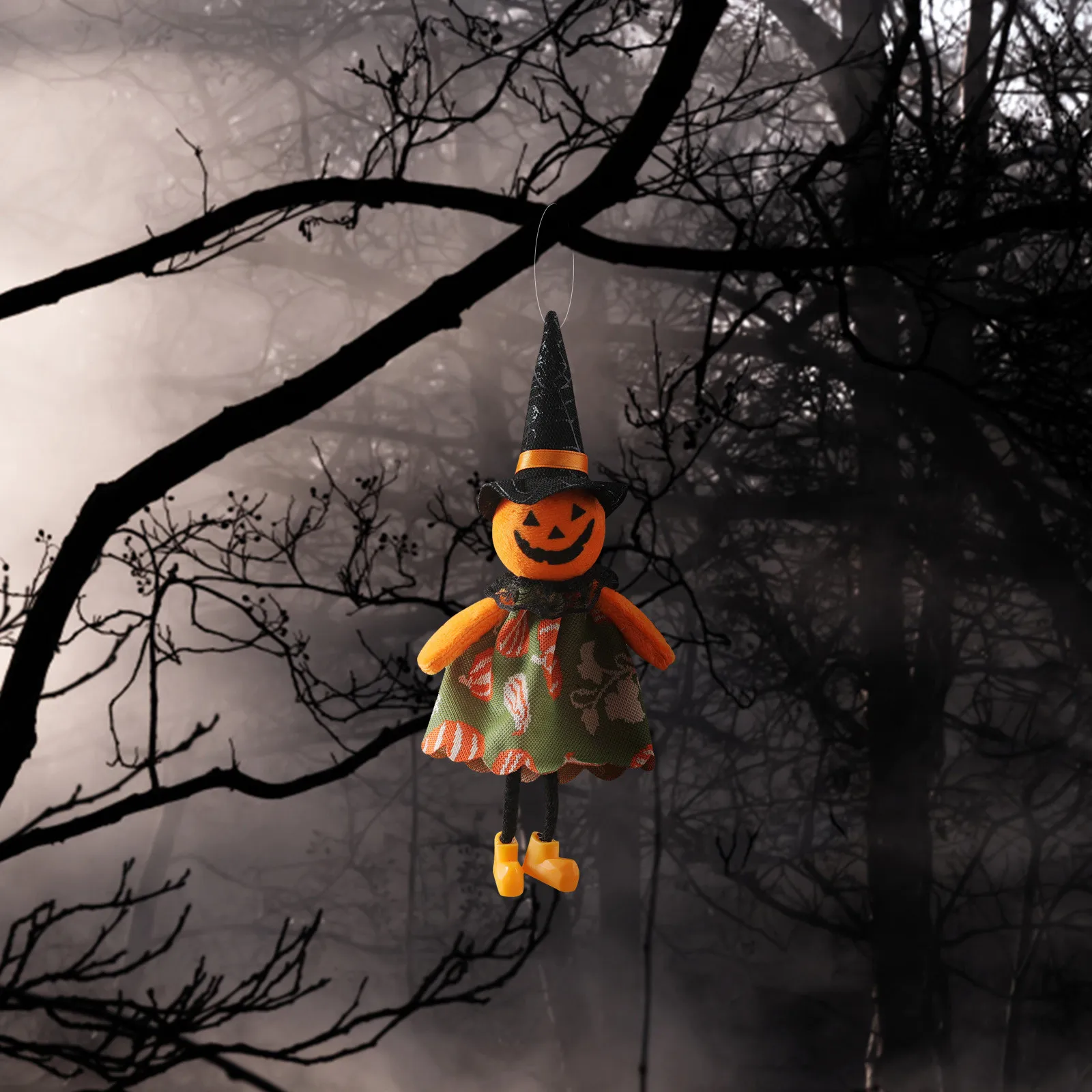 Украшения для Хэллоуина, Подвесной призрачный орнамент, Тыквенный Призрачный соломенный ветрозащитный кулон для украшения фона вечеринки в баре на открытом воздухе. Изображение 2