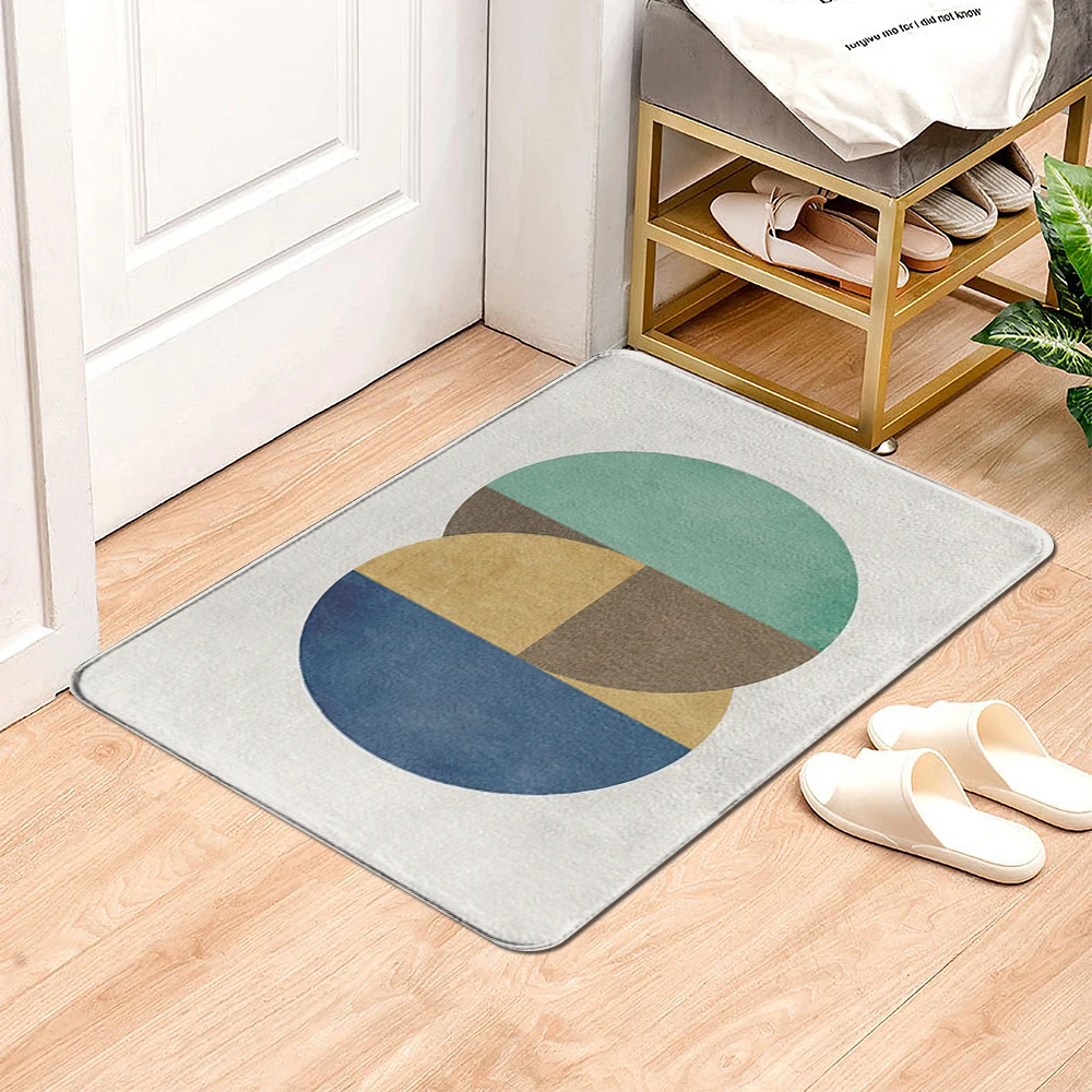 Цветной геометрический противоскользящий коврик для ванной комнаты, Пушистый ковер, коврик для ванной, кухни, гостиной, входной двери, коврик для ног Изображение 1