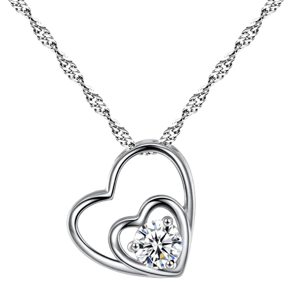 Ювелирное ожерелье в виде сердца, женская цепочка, ожерелья с двойными подвесками, подвески Изображение 0