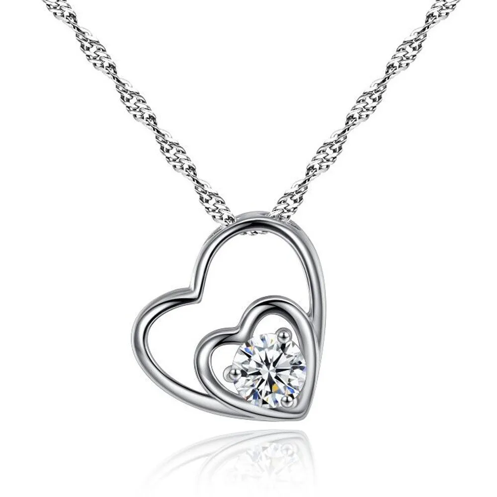 Ювелирное ожерелье в виде сердца, женская цепочка, ожерелья с двойными подвесками, подвески Изображение 1