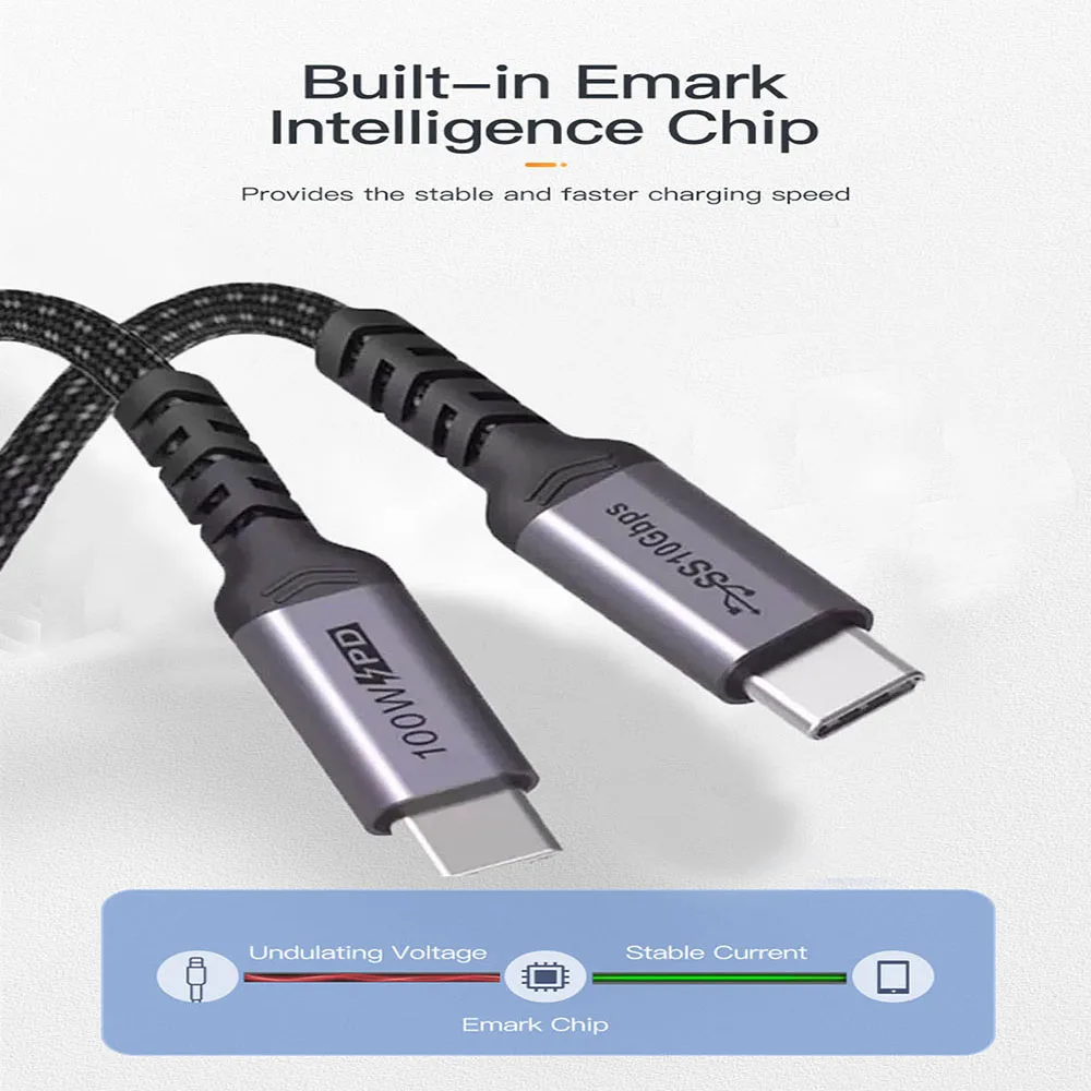 90-градусный Кабель USB Type C 3.1 Gen2 USB C Кабель 4K @ 60Hz 10 Гбит/с 100 Вт 20 В/5A Быстрая Зарядка для Macbook Pro/Air DELL Xiaomi Huawei Изображение 2