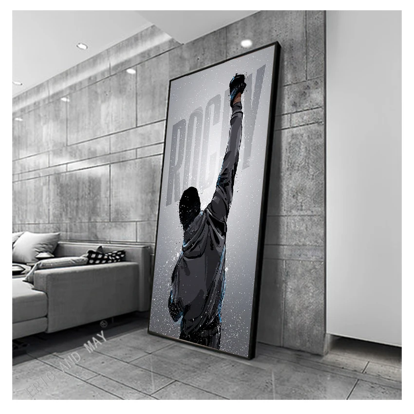Мотивационные плакаты Черный белый Рокки Бальбоа Бокс Печать на холсте Плакаты и принты Настенное искусство для домашнего декора гостиной Изображение 3
