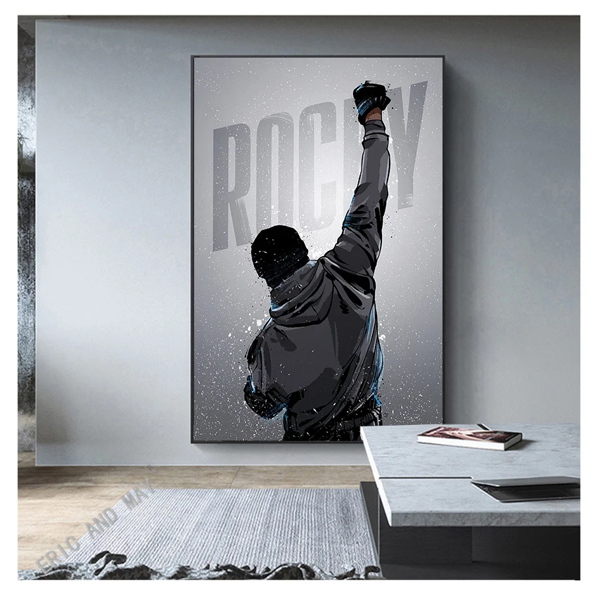 Мотивационные плакаты Черный белый Рокки Бальбоа Бокс Печать на холсте Плакаты и принты Настенное искусство для домашнего декора гостиной Изображение 4