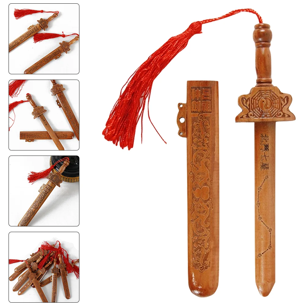 Подвесной декор с мечом из красного дерева, украшение для мебели ручной работы, Настенный кулон, Изгнание нечистой силы Изображение 1