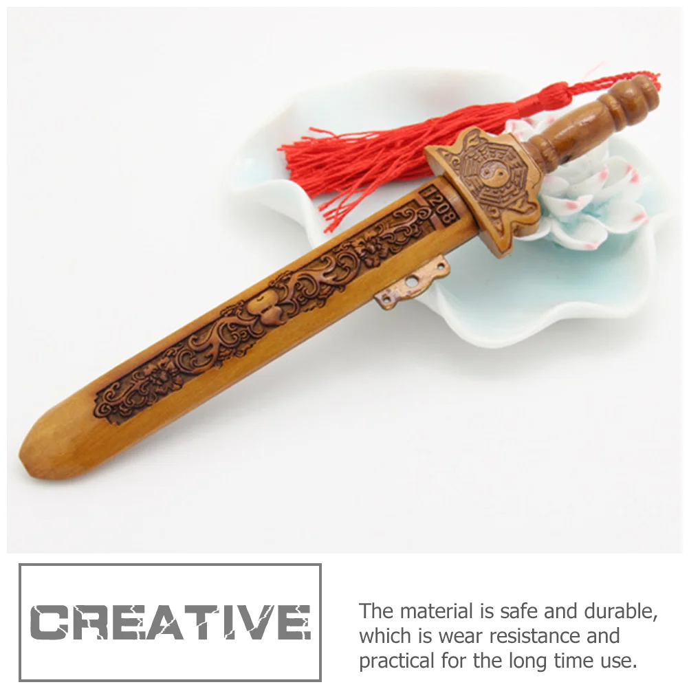 Подвесной декор с мечом из красного дерева, украшение для мебели ручной работы, Настенный кулон, Изгнание нечистой силы Изображение 3