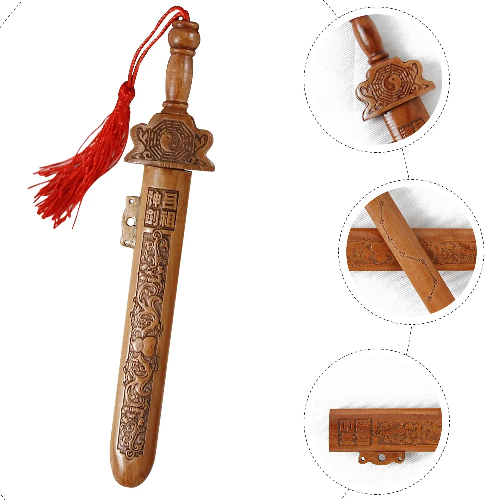 Подвесной декор с мечом из красного дерева, украшение для мебели ручной работы, Настенный кулон, Изгнание нечистой силы Изображение 4