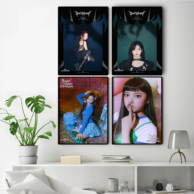 Популярная корейская певица Kpop, группа Girl, обложка журнала NMIXX, обложка альбома living home decor, картина на холсте, плакат, настенное искусство Изображение 1